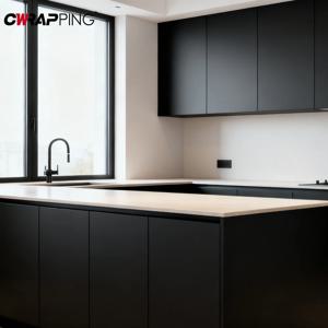 무광 블랙 주방 접착 스티커 가구 장식 PVC 방수 홈 벽지 셀프 접착 비닐 바닥 필름