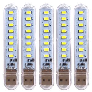 5개 휴대용 USB 스트립 라이트 미니 LED 웜 화이트 야간 조명 USB 플러그 북 램프 방 비상 조명 파워 뱅크 PC용