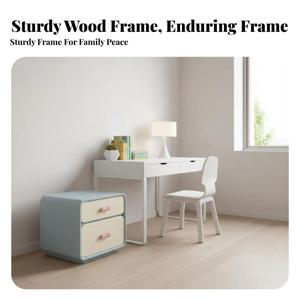 리본 손잡이가 있는 2단 서랍장 가볍고 고급스러운 디자인의 어린이 가구 다용도 방수 및 얼룩 방지 기능