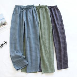 코튼 남성과 여성의 Homewear 봄과 가을 잠자는 바지 커플 바지 얇은 섹션 격자 무늬 홈 파자마 바지 캐주얼 소프트