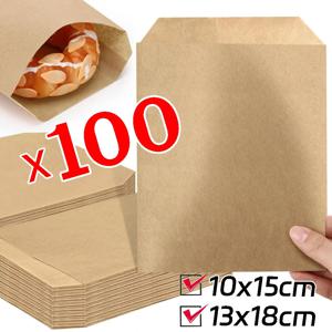 10-100개 파티 선물 가방 크래프트 종이 봉투 간식 쿠키 팝콘 사탕 샌드위치 선물 가방 10x15cm/13x18cm