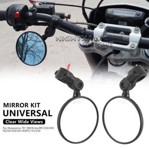 후사바르나 701 SM/엔듀로 FC350/450 FE250/350/501/450 TC125/250 오토바이용 원형 핸들 후방 와이드 앵글 미러 한 쌍