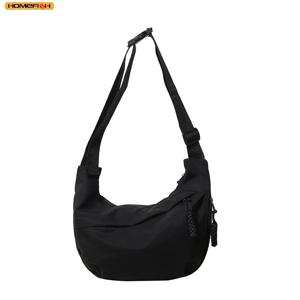 홈피쉬 나일론 호보 크로스백 솔리드 캐주얼 지퍼백 2024 패션 대용량 솔리드 컬러 싱글 숄더 토트백