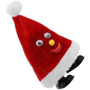 애니메이션 산타 모자 크리스마스 워커 모터 구동식 휴일 재미 크리스마스 파티 선물 미니 스타킹 스터퍼 어린이를 위한 참신한 선물