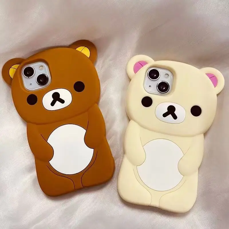 아이폰 SE X XS XR 4 4S 5 5S 7 8 11 12 13 14 15 플러스 16 17 프로 맥스 3D 곰 커플 실리콘 만화 폰 케이스