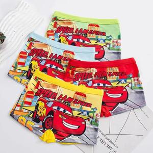 4pcs 애니메이션 자동차 어린이 속옷 맥퀸 자동차 코스프레 팬티 어린이 만화 면 속옷 카와이 소년 복서 어린이 선물