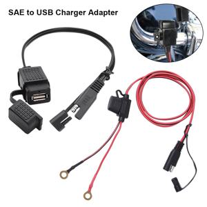 방수 오토바이 SAE to USB 휴대폰, GPS MP4 충전기 케이블 어댑터, 오토바이 인라인 퓨즈 전원 공급 장치, 12V