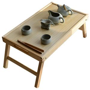 접이식 휴대용 침대 트레이 테이블, 아침 식사용 대나무 소재 견고한 실내외 사용 가능 나무 노트북 책상