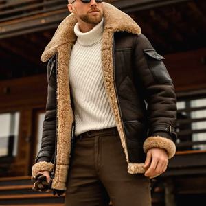 겨울 인조 가죽 재킷 남성용 플리스 턴다운 칼라 모터사이클 코트 솔리드 남성용 따뜻한 두꺼운 방풍 지퍼 캐주얼 아우터웨어