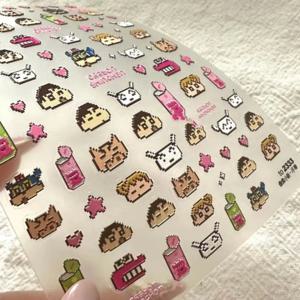 귀여운 짱구 PET 스티커 일본 픽셀 스타일 귀여운 폰 케이스 스티커 정크 저널 스크랩북 용품