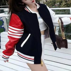 두꺼운 면 재킷 아우터웨어, 강아지 무늬 등판 디자인과 가죽 소매 패치워크, 대학 스타일 가을 겨울 코트