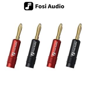 Fosi 오디오 바나나 플러그, 블랙 앤 레드, 24K 금도금, 듀얼 스크류 잭 커넥터, 앰프, 스피커, 리시버, 2 쌍, 4 개