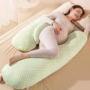 U자형 임산부 바디필로우, 측면 수면용, 등과 배를 위한 지지 기능, 여름철 시원한 수면 편안함