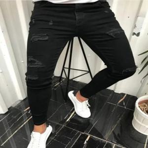 스키니 패션 남성 찢어진 청바지 슬림 통기성 소프트 워시 streetwear 바지 남성 봄 가을 탄성 홀 데님 바지