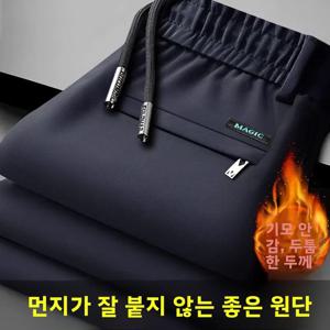 남성용 기모 안감 두꺼운 따뜻한 캐주얼 바지 에어컨 롱 팬츠 플러스 사이즈 남성 의류 스트레이트 레그 팬츠