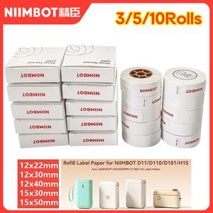 Niimbot 미니 휴대용 프린터, 흰색 테이프 스티커 종이, 방수 오일 방지, 접착제 없음, 열 라벨 프린터 롤, D11, D101, D110