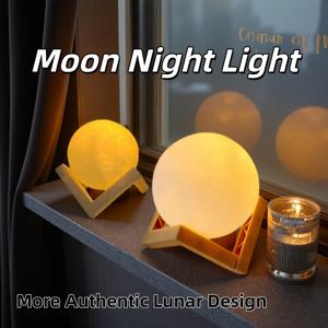 LED 달 조명 스탠드 포함 침실 선물 장식 프린트 6cm/8cm 램프 배터리 작동 크리에이티브 테이블 로맨틱 3D 조명