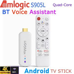 H96 MAX M20 암로직 S905L 안드로이드 TV 스틱 쿼드 코어 4K 비디오 WiFi 블루투스 음성 어시스턴트 리모컨 미디어 플레이어 스마트 TV 박스