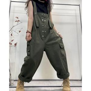 대형 Playsuits 여성 캐주얼 루즈 원피스 복장 여성 한국 패션 점프 슈트 크로스 바지 오버올 여성 의류
