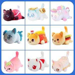 Meows Aphmau 봉제 인형 콜라 감자 튀김 버거 빵 Sandes 음식 고양이 플러시 잠자는 베개 어린이 크리스마스 선물