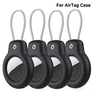 애플 에어태그 케이스 하드 플라스틱 홀더 분실 방지 키체인 강철 케이블 포함 애완동물 목걸이 배낭 수하물 태그 GPS 추적용