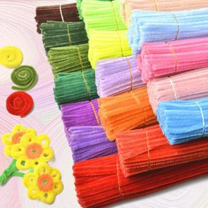 100pcs 셔닐 실 줄기 장난감 DIY 스트립 트위스트 바 모루 와이어 공예 파이프 크리 에이 티브 취미 어린이 플러시 스틱 셔닐 실 스틱