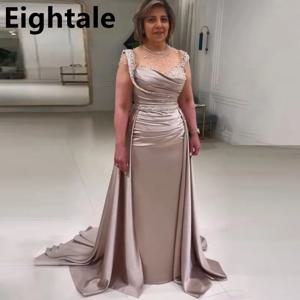 샴페인 인어 이브닝 원피스 캡 슬리브, 우아한 비즈 스팽글 라인스톤, 정장 원피스, 맞춤형 파티 로브