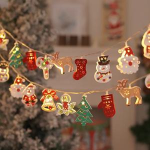 크리스마스 사슴 눈송이 LED 문자열 조명 배터리 구동 요정 조명 크리스마스 트리 장식 장식 2024 Navidad 선물 새해