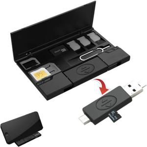 MicroUSB 및 Type-C가 포함된 MicroSD TF용 USB 메모리 카드 플래시 리더기 + 전화기용 SIM 카드 보관 케이스 및 전화기 스탠드용 OTG 리더기