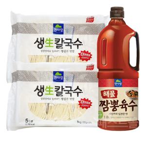 면사랑 짬뽕칼국수(생 칼국수 1kg 2개 + 해물짬뽕육수 1.8L) 세트