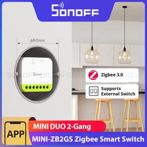 SONOFF MINI DUO 2-갱 지그비 스마트 스위치 MINI-ZB2GS 소형 & 안전 듀얼 로드 컨트롤 외부 스위치 지원 지그비 허브 필요