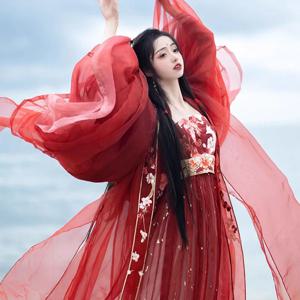 중국 한복 드레스 당나라 성인용 빨간색 한복 여성용 신상 파티 드레스 고대 치마 궁전 자수 의상 한복 풀세트