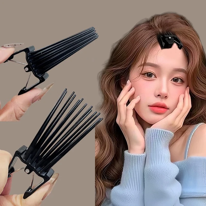 트렌디 아크릴 컬링 루트 헤어 클립 1/2개, 자연스러운 흔적 없는 하이 스컬 탑 플러피 헤어핀 헤어 컬러 콤 액세서리 세트