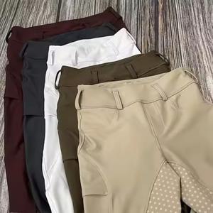 MXLLINA 여성용 화이트 승마 바지, 승마 브리치, 풀 시트 실리콘 대회 레깅스, 안티 필링 스포츠 타이츠