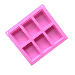 6구 수제 비누 실리콘 몰드 6가지 꽃무늬 평평한 바닥 에센셜 오일 화장실 비누 DIY 베이킹 케이크 사각 몰드