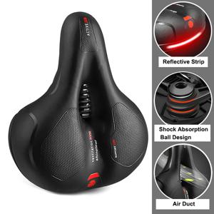 통기성 자전거 안장 남녀 공용 MTB 로드 바이크 안장 충격 흡수 편안한 빅 버트 바이크 시트 안전 경고