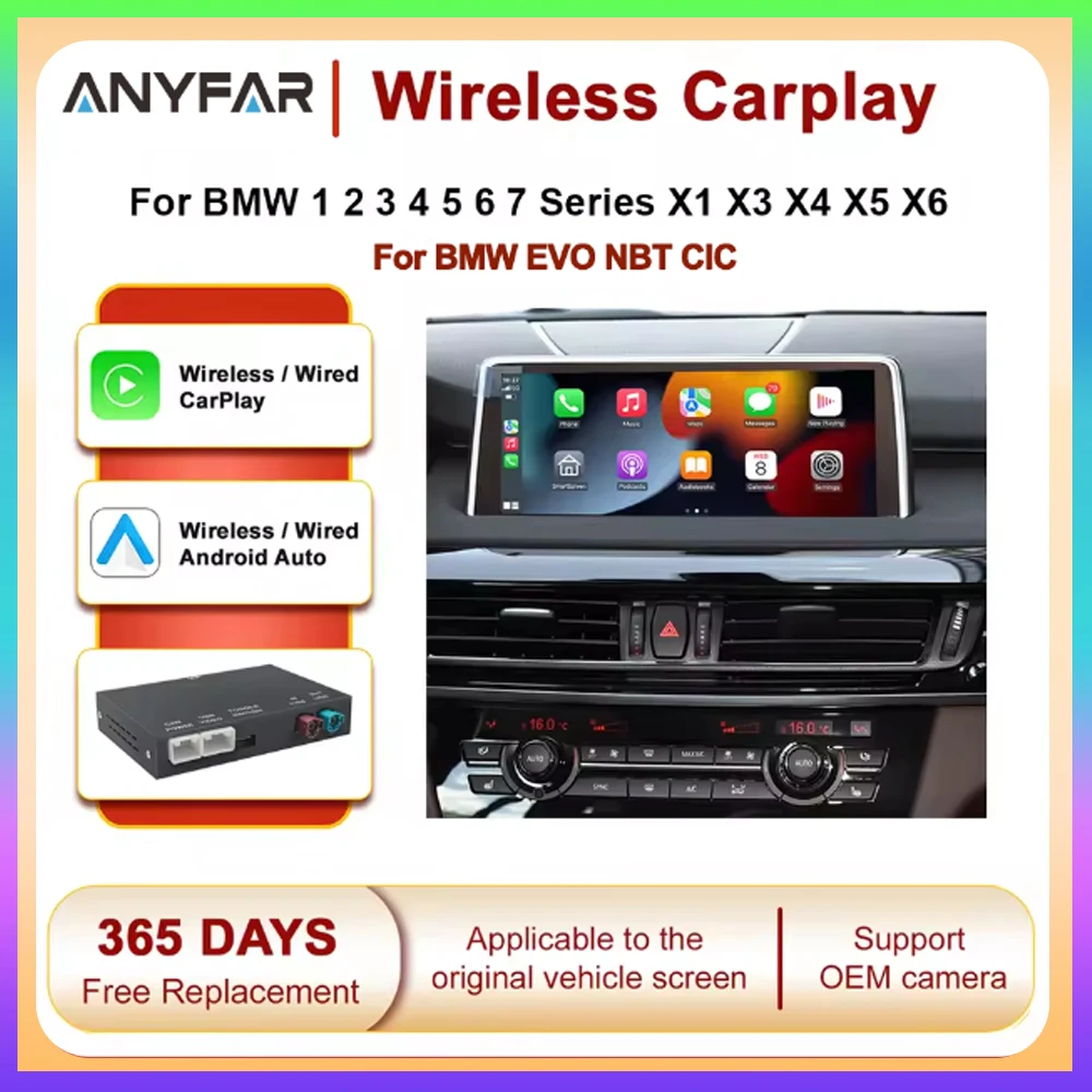 BMW EVO NBT CIC 1 2 3 4 5 7 F22 F10 F01 F02 X3 X4 F25 F26 MINI X4 X5 X6 F56 F15 F16 F85용 무선 CarPlay 안드로이드 오토 박스