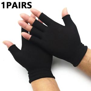 여성과 남성을위한 1 쌍의 검은 내마모성 작업 장갑 니트 나일론 통기성 탄성 야외 보호 장갑