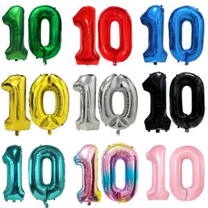 10번 풍선 10자리 풍선 10개 파란색 피규어 녹색 지구본 10번째 생일 큰 빨간색 분홍색 금색 검정색 화려한 32인치