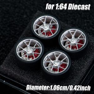 1:64 스케일 모델카 휠 림 4개 1세트 3D 프린팅 레진 림 고무 타이어 포함 핫휠 미니 GT 토미카 JDM 자동차 업그레이드용