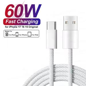 아이폰 16 15 17 Pro Max 17 Air Plus 고속 충전용 60W USB C 휴대폰 케이블, 타입C 충전 브레이디드 케이블, USB to 타입 C 데이터 라인