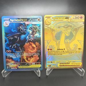    DIY 포켓몬 카드 메가 리자몽 X EX PFL EN 130/094 125/094 하이퍼 레어 수집품 PTCG 트레이딩 카드