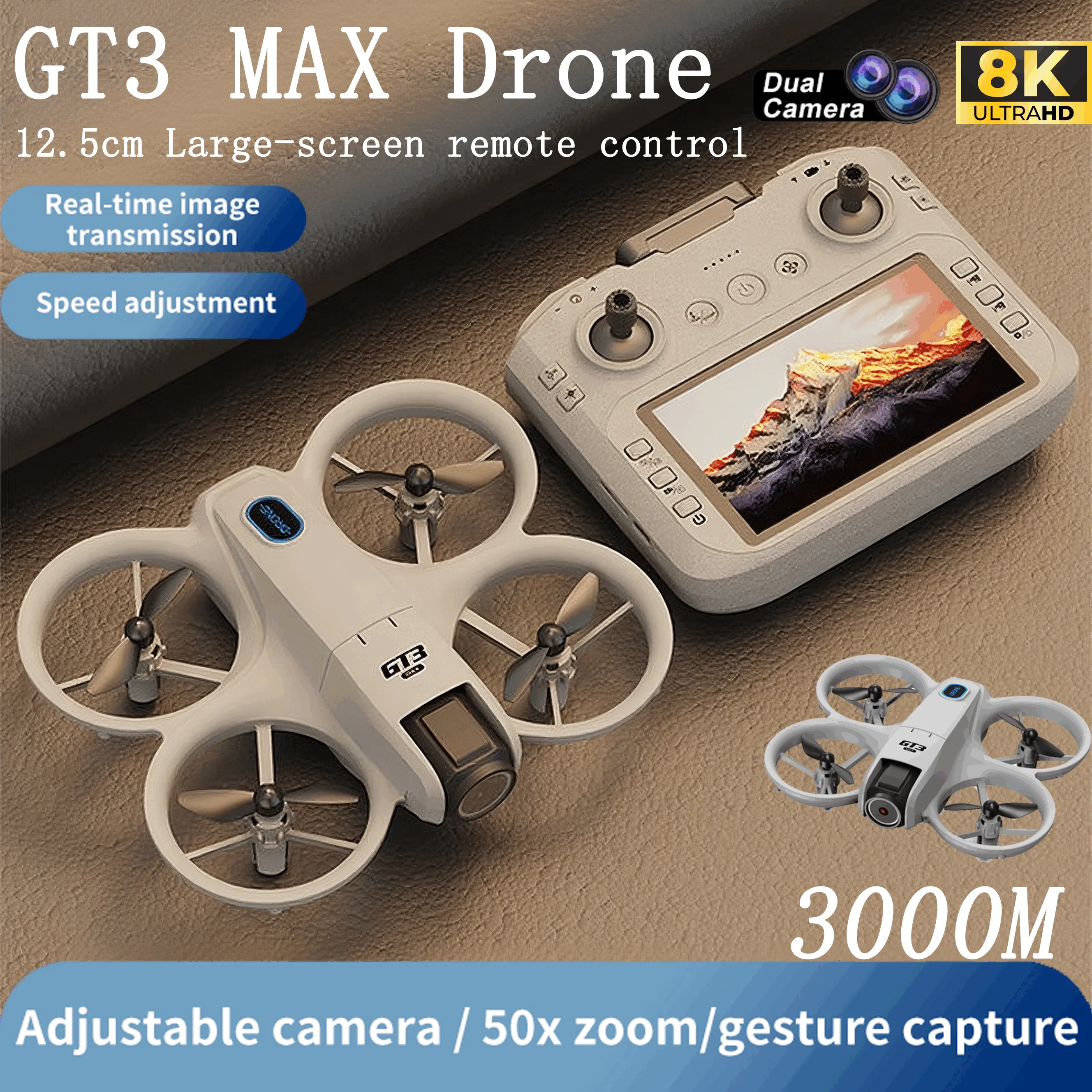GT3 MAX 미니 드론 5G 8K GPS 전문가용 HD 항공 촬영 다이내믹 조명 원격 조종 항공기 광학 흐름 쿼드콥터