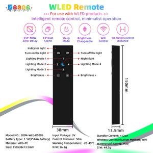 DOMRAEM 주소 지정 가능 WLED WiFi LED 원격 제어 - ESP-NOW 30M 범위, 저전력, 4씬 메모리, 앱 프리 제어, RGB IC 제어