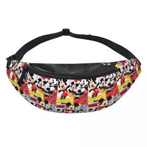 커스텀 M-미키 애니메이션 M-마우스 패니팩 여성 남성 만화 크로스바디 허리 가방 여행 하이킹 휴대폰 돈 보관 파우치