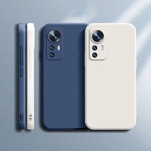 Xiaomi Mi 12 12S 12T Pro 12X 울트라 소프트 스퀘어 액체 실리콘 Mi12 lite 5G 얇은 렌즈 보호 기존 케이스 용 고급 커버