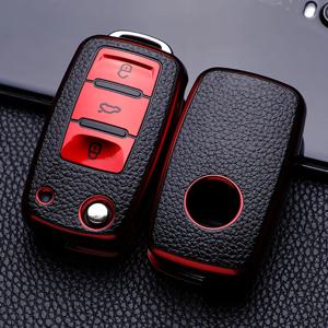 가죽 TPU 자동차 키 케이스 자동차 키 VW 폭스 바겐 폴로 Tiguan Passat 골프 Jetta Lavida Skoda Octavia 용 전체 커버 보호 가방