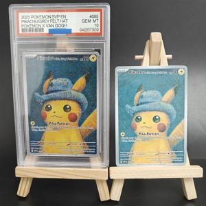 프록시 2023 TCG PKM X 반 고흐 피카츄 그레이 펠트 모자 포함 # 085 SVP 인증 등급 10 카드 장난감
