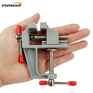PHYHOO 알루미늄 미니 테이블 클램프 소형 벤치 바이스 보석상 취미 클램프 DIY 금형 공예 수리 도구 휴대용 작업 벤치 나사 바이스