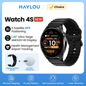 HAYLOU Watch 4S(HF012) GPS 스마트워치 1.43인치 HD AMOLED 5 위성 GPS 위치확인 120가지 이상 운동 모드 스포츠 피트니스 스마트워치